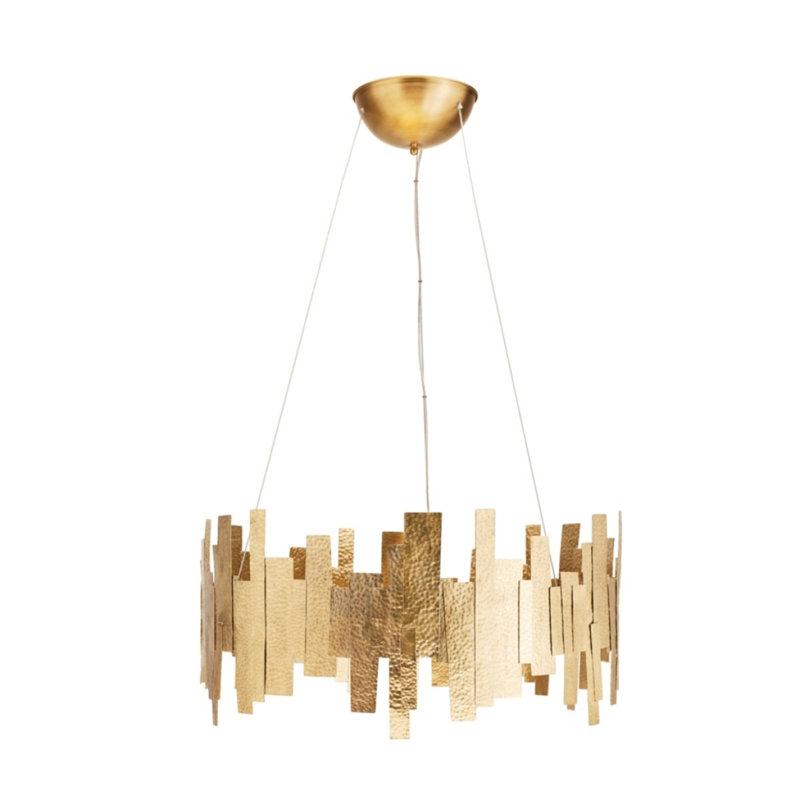 Lustre tambour clair, lampe à suspension, H 42 po x l 54 po x P 54 po, Cuivre brossé