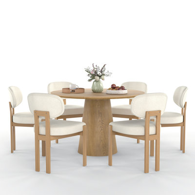 Mid Century Wooden Round Pedestal Dining Table Sets