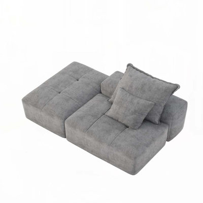 Modular Chenille Sectional Sofa with 2 Pillows