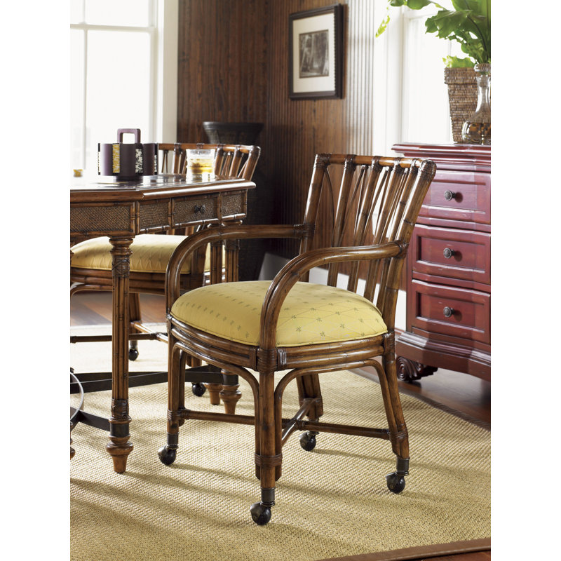 Island Estate Traditional Beige Rattan Game Chair with Casters
