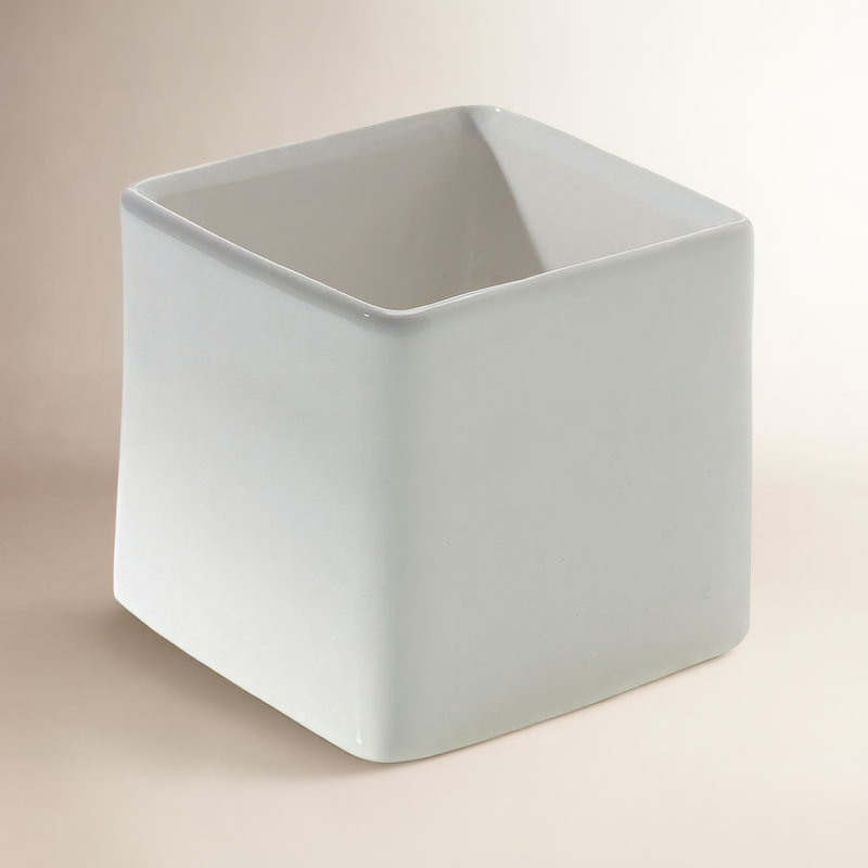 Pot à fleurs en céramique Demetria, Blanc, H 4,75 po x l 4,75 po x P 4,75 po