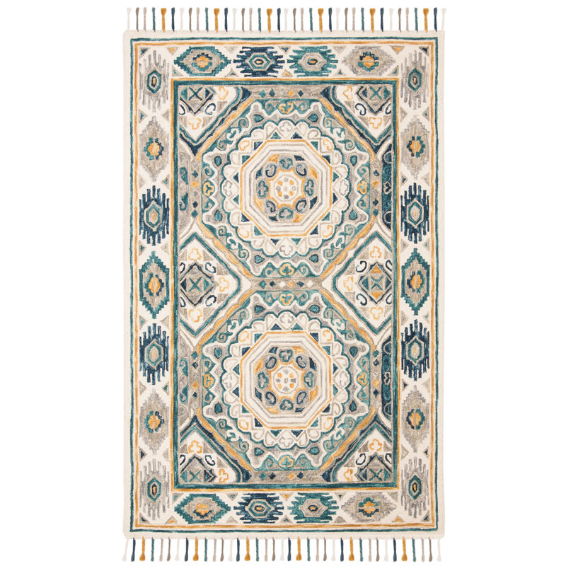 Vahakn Hand Tufted Wool Southwestern Rug, Rectangle 8' x 10'