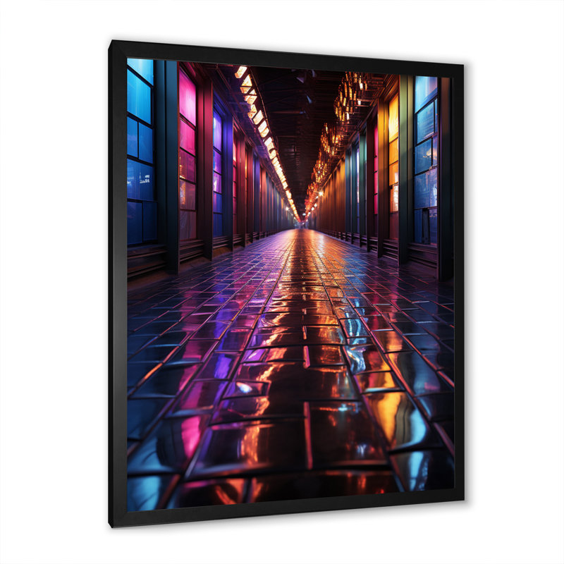 «Colorful Tunnel Urban Mirage», impression sur toile, Cadre simple noir, H 44 po x l 34 po x P 1,5 po