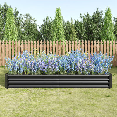 Raised Garden Bed Kit - Metal Raised Bed Garden 7.6X3.7X0.98Ft For Flower Planters, Vegetables Herb Black