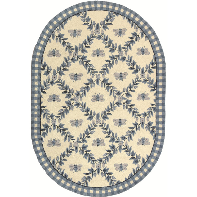 Tapis floral en laine crocheté à la main Kinchen, Ovale 4 pi 6 po x 6 pi 6 po