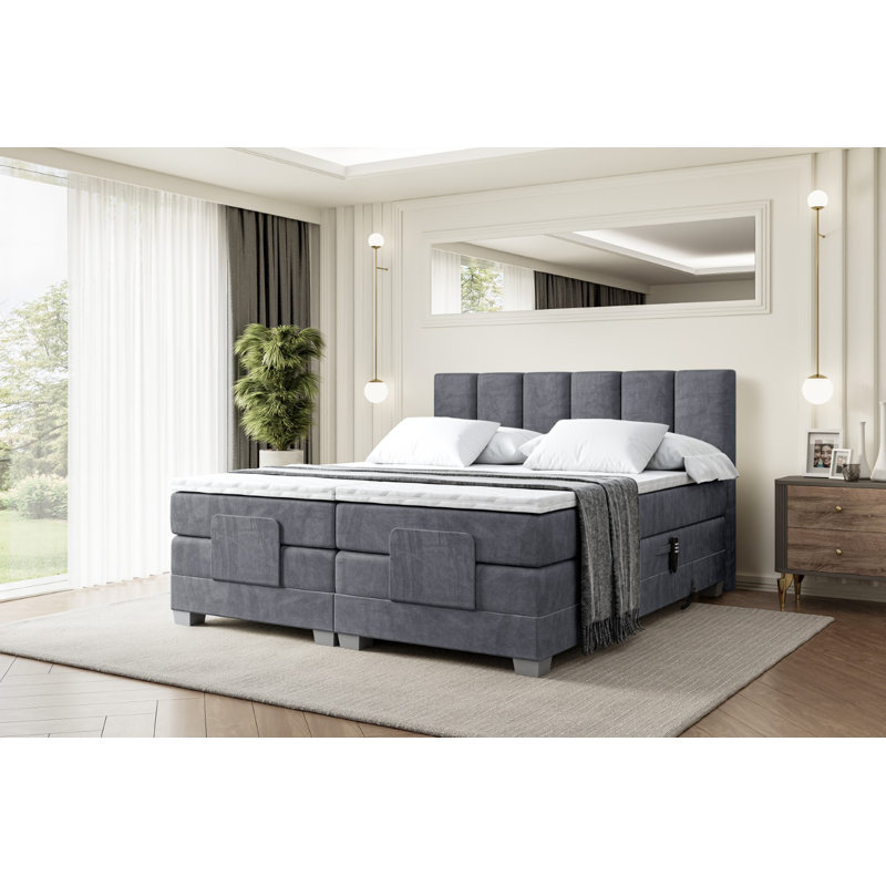 Hatchell Pocket Spring Mattress Divan Bed Base, 180cm W x 200cm L, Dark gray
