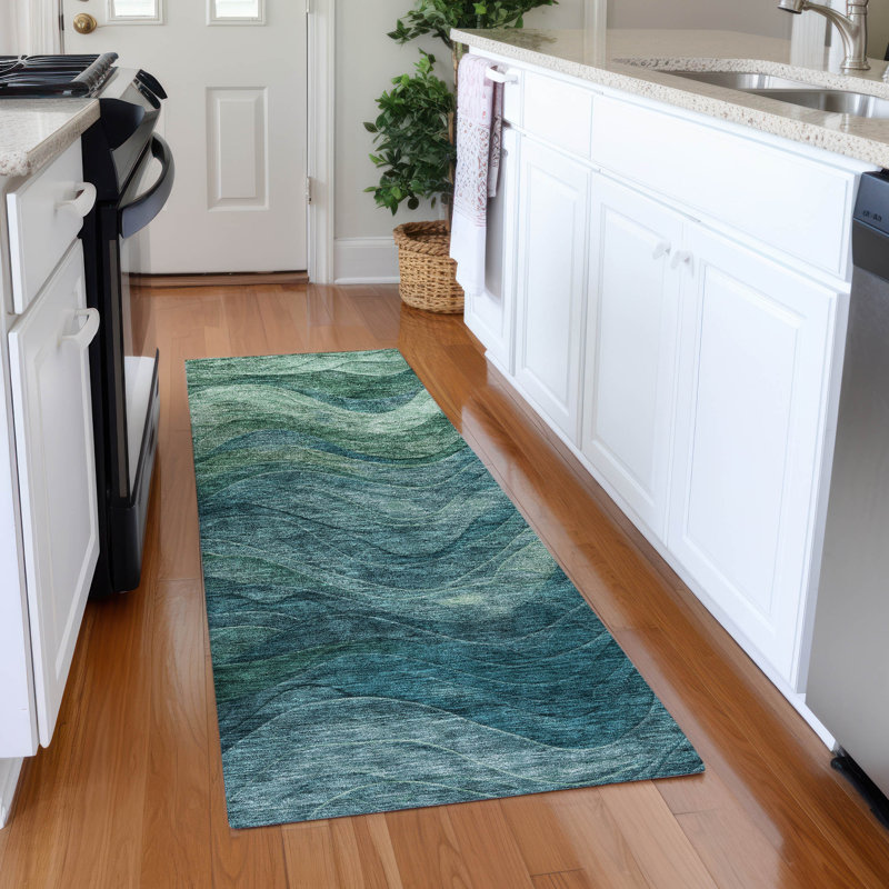 Premium Machine Washable Larock AMF1700 Swirls Rug, Runner 2'3" x 7'6"