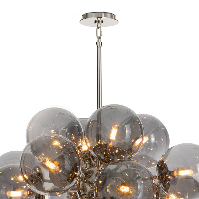 Shine Chandelier (Natural Brass with Smoke Glass), Polished Nickel, Smoke Glass