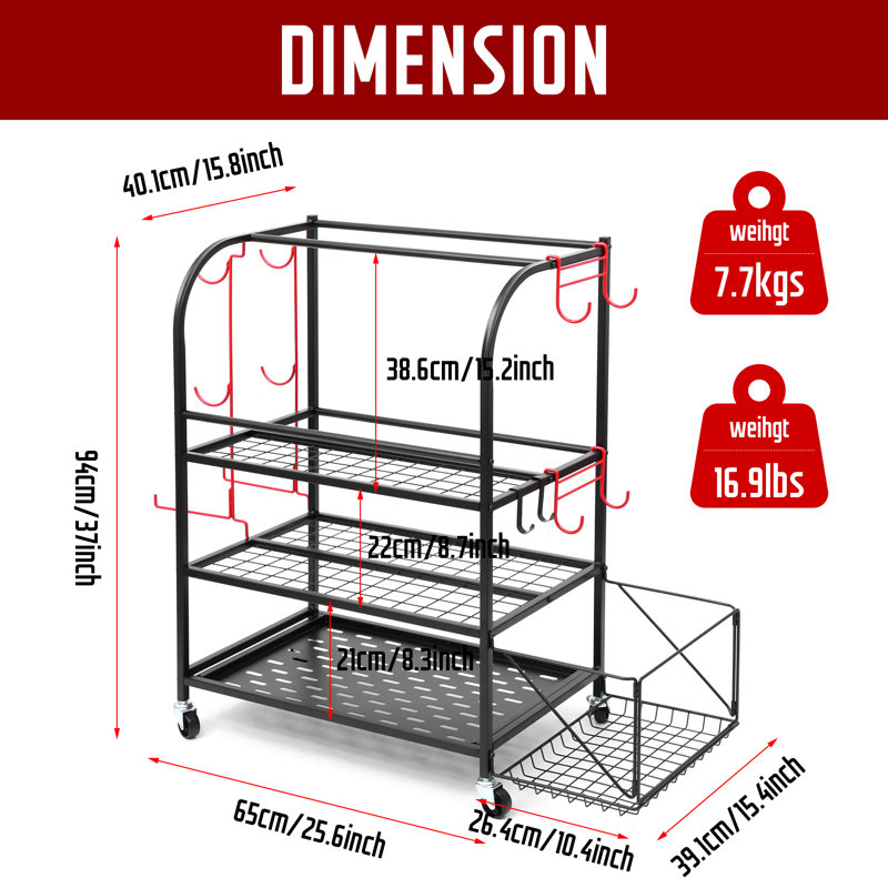All-in-One Sports Storage Rack for Garage, Ball Holder, Yoga Mat Organizer with Hooks and Basket