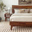 Ensemble de chambre à coucher pour lit très grand 2 pièces - Base de lit plateforme en bois massif d'acacia Aurora et table de chevet assortie, moderne Mid-Century, finition noyer, capacité de 800 lb, rangement, sans sommier, facile à assembler-653452406-653452392
