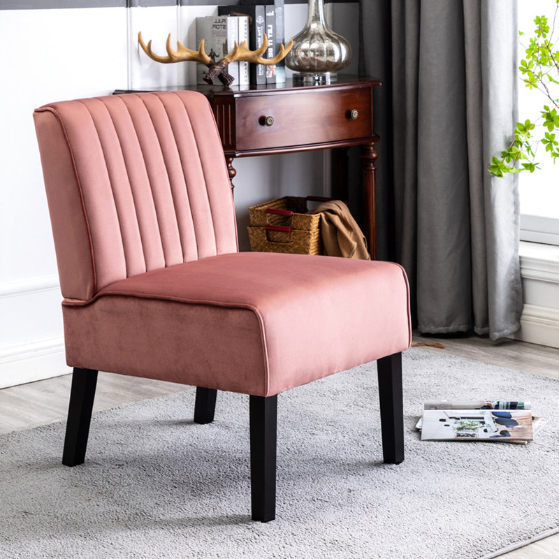 2pcs Mid Century Modern Velvet Chairs, Solid Wood Legs, Elegant Rose Color For Living Area Chair , Upholstery With Robust Legs Bedroom