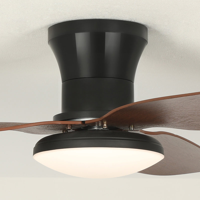 Ventilateur de plafond avec lumières DEL et télécommande Karlena, Noir, 40 po de largeur, Brun