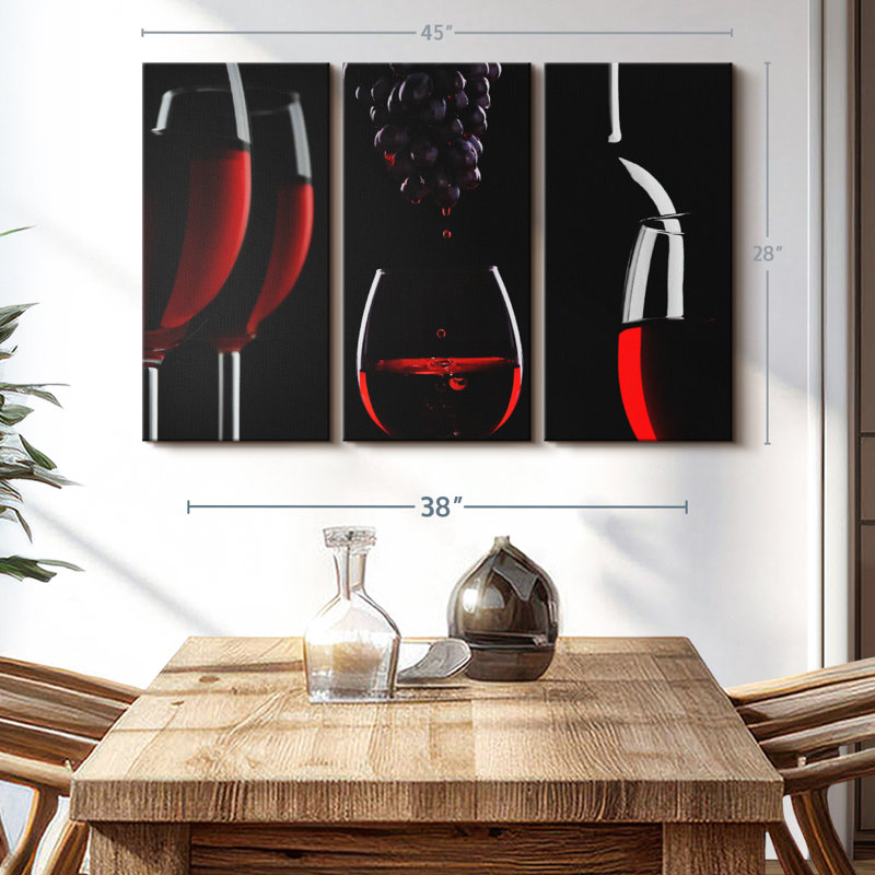 «Red Wine Life», 3 pièces, H 28 po x l 45 po