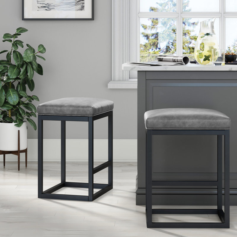 Nelson 24" Counter Stool by Nathan James, Grey/Black