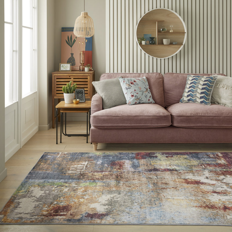 Lux Abstract Ultra soft Stain Guarded Grey/Brown/Multicolour Area Rug, Rectangle 120 x 180cm