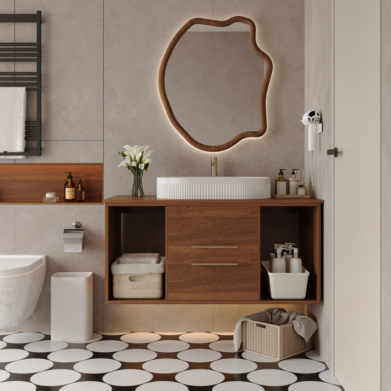 Meuble-lavabo mural moderne 39,4 po avec lavabo ovale en céramique