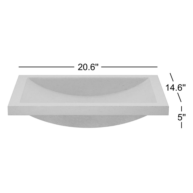 Lavabo de salle de bain rectangulaire encastré en béton Cabrillo NativeStone, Cendré