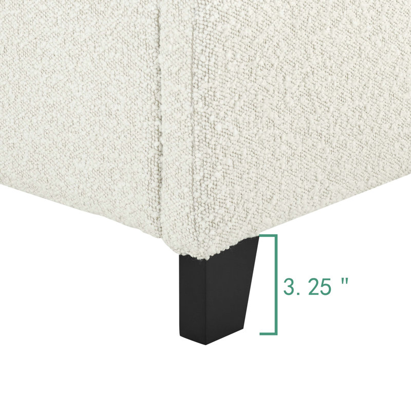 Lit plateforme tapissier White Boucle, Grand lit