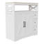 100cm Scandinavian Sideboard with 3 Drawers & 2 Doors, Modern Tall Storage Console with X-Frame Design, White & Oak