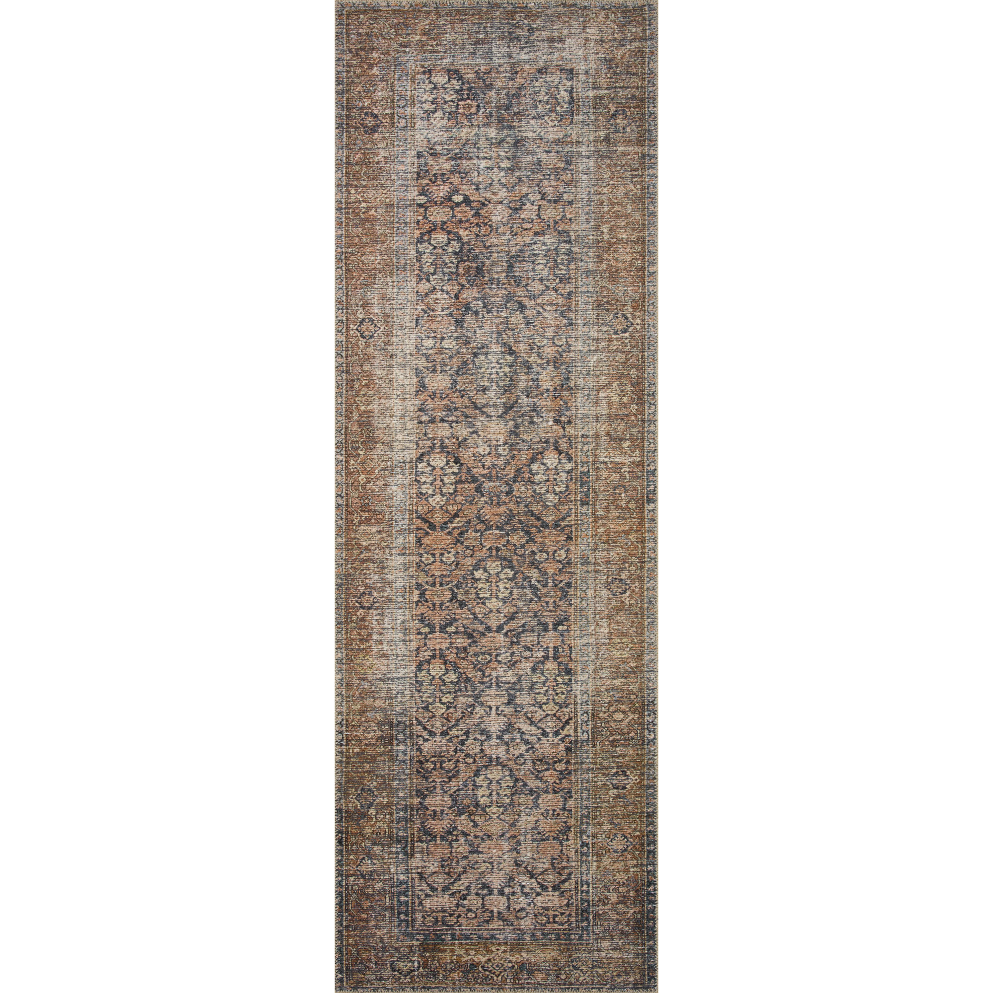 Billie Oriental Ink / Salmon Area Rug, Runner 2' x 5'