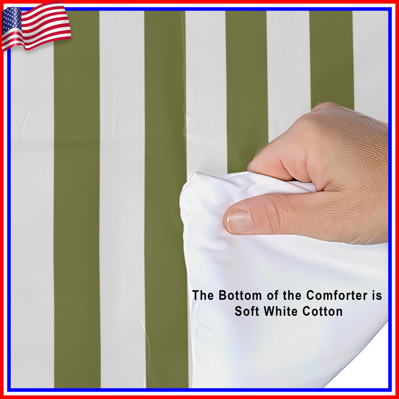 Vertical Olive Stripes Comforter, Grand lit