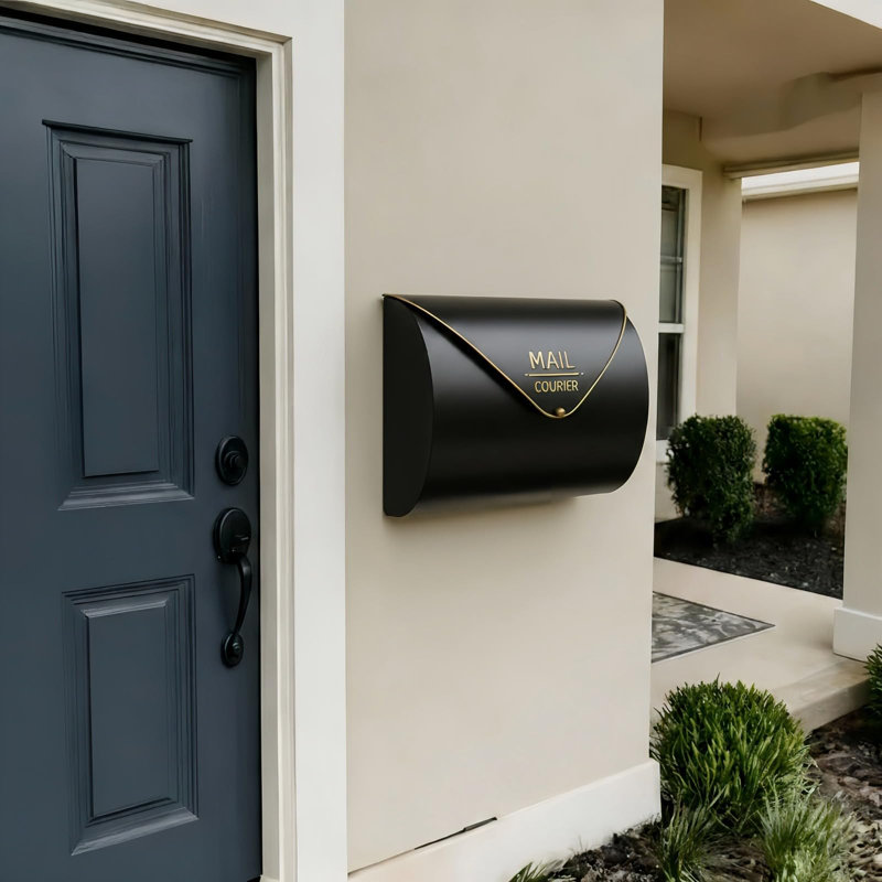 Black Wall Mount Mailbox For Outside, Waterproof Metal Mailboxes With Rust-Proof Galvanized Steel, Large Capacity Envelope Mailbox For House, 12.99 X 10.35 X 5 Inch