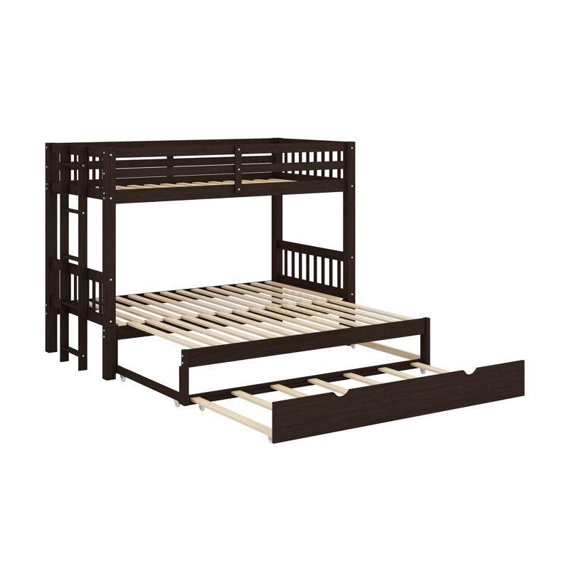 Twin Over Twin Pull-Out Bunk Bed With Trundle, Espresso