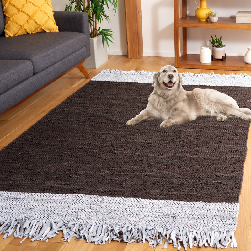 Tapis gris / brun foncé tissé à plat Exley, Rectangle 5 pi x 8 pi