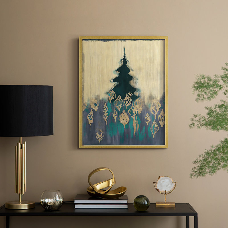 «Christmas Holiday Art DCCXLV», reproduction d'art encadrée - bois massif, H 15 po x l 12 po, Doré