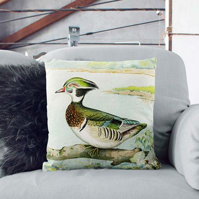 Male Wood Duck by J.L. Ridgway Cushion with Filling