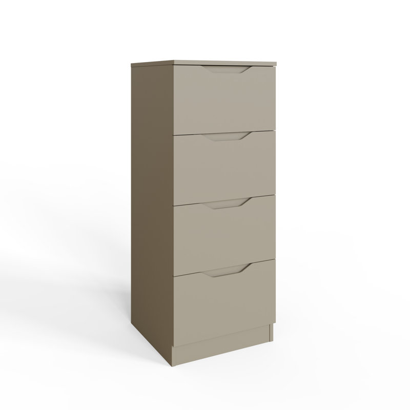 Groove Handle Slim 4 Drawer Chest, Beige