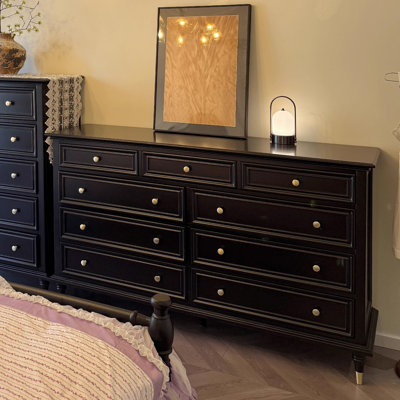 Armoire d'appoint en bois manufacturé noir massif