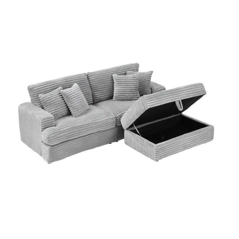 Aura Modular Sofa With Hidden Storage, Independent Spring Cushion & Cloudlike Memory Foam, Gray