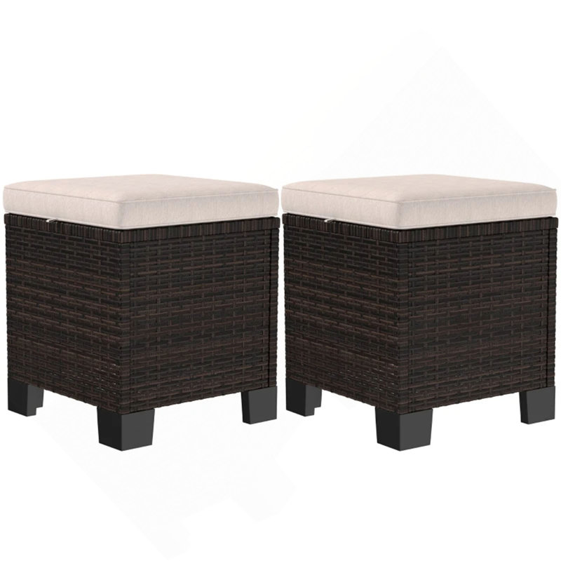 Ensemble de 2 cubes de repose-pieds d'extérieur, Cream White