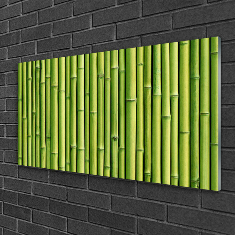 Floral Bamboo Canes - Unframed Photograph on Glass, Green