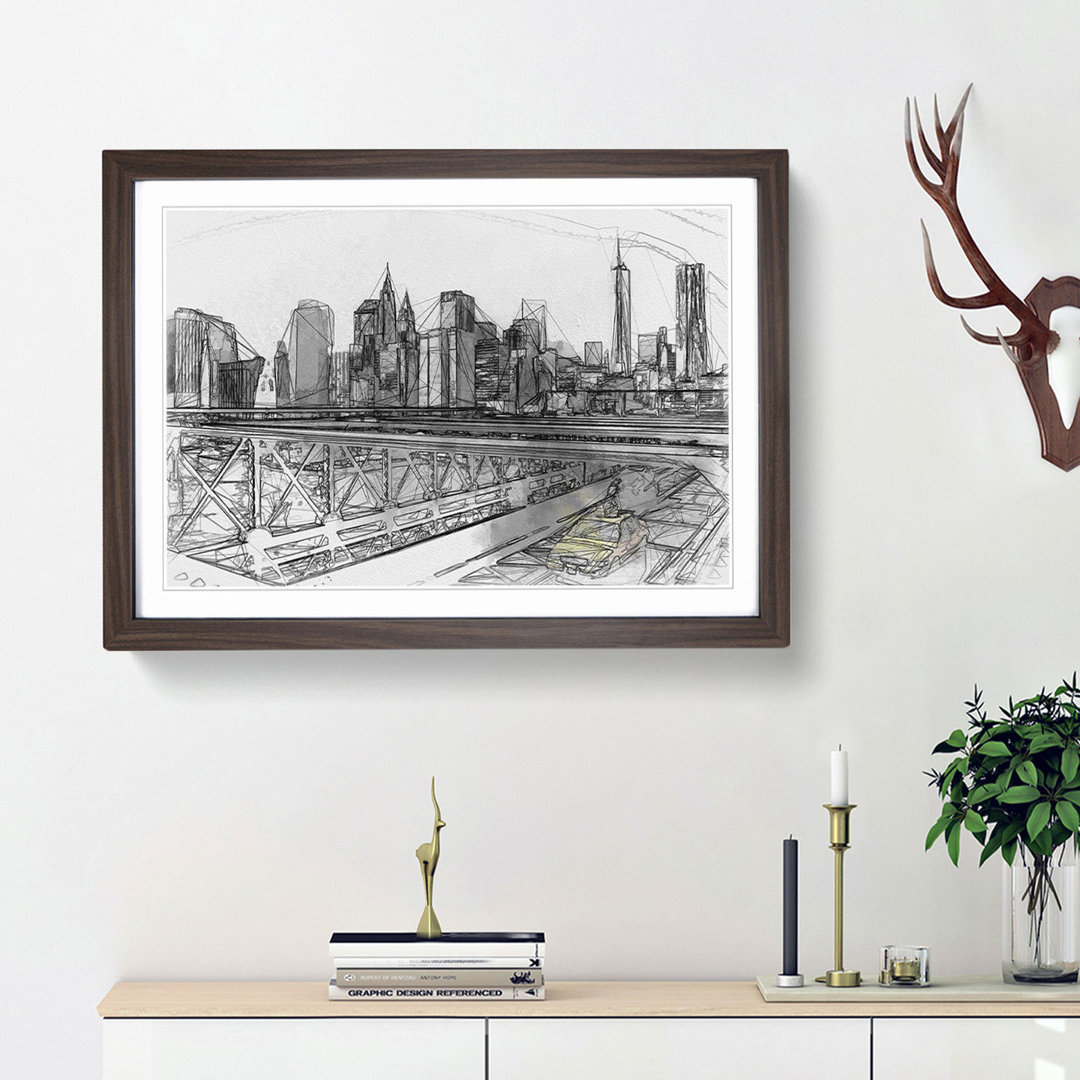 A Yellow Taxi Cab in New York in Abstract - Framed Print