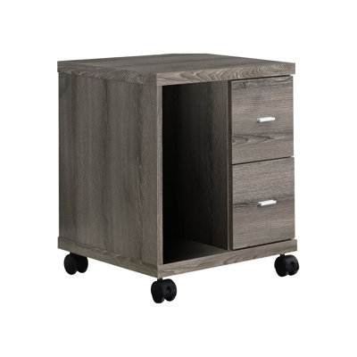 Taupe Office Rolling Chest Cabinet - 2 Compartments And Metal Glides Drawer Laminate Locking System