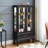 Lighted Curio Cabinet with Glass Doors and Adjustable Shelves 2 Door Wine Cabinet Display Curio Cabinet with LED Lights Light Finish and Drawer