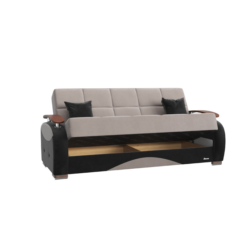 Canapé-lit rembourré convertible avec rangement, Gris