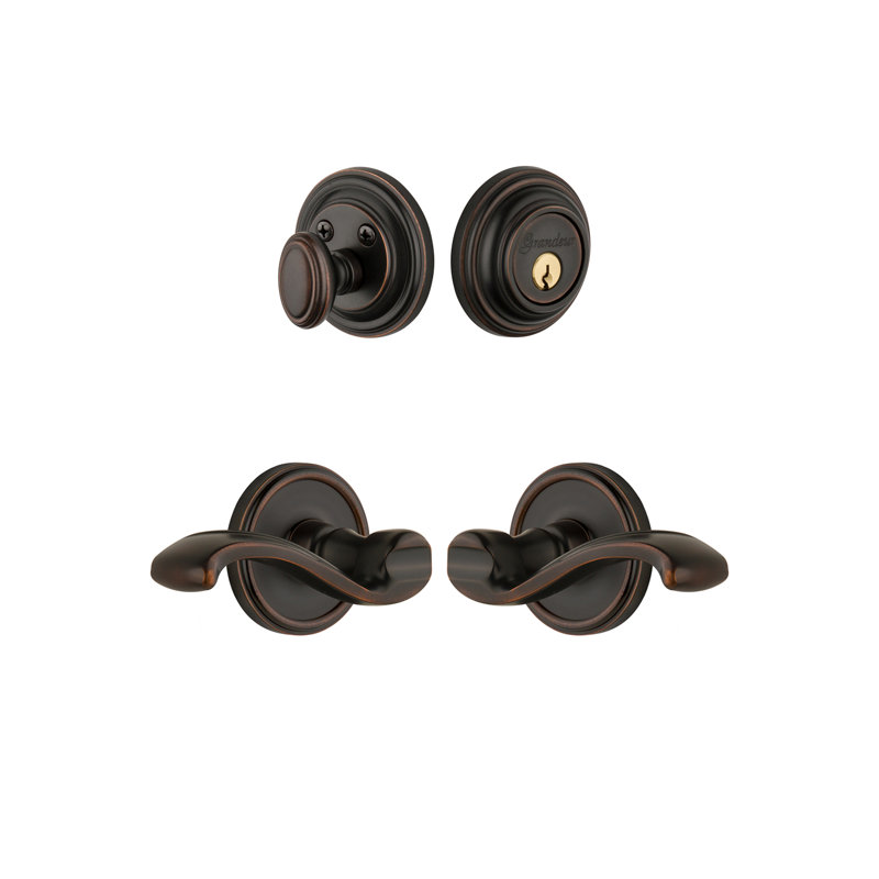 Complete Georgetown Entry Lever Set with Deadbolt, Timeless Bronze