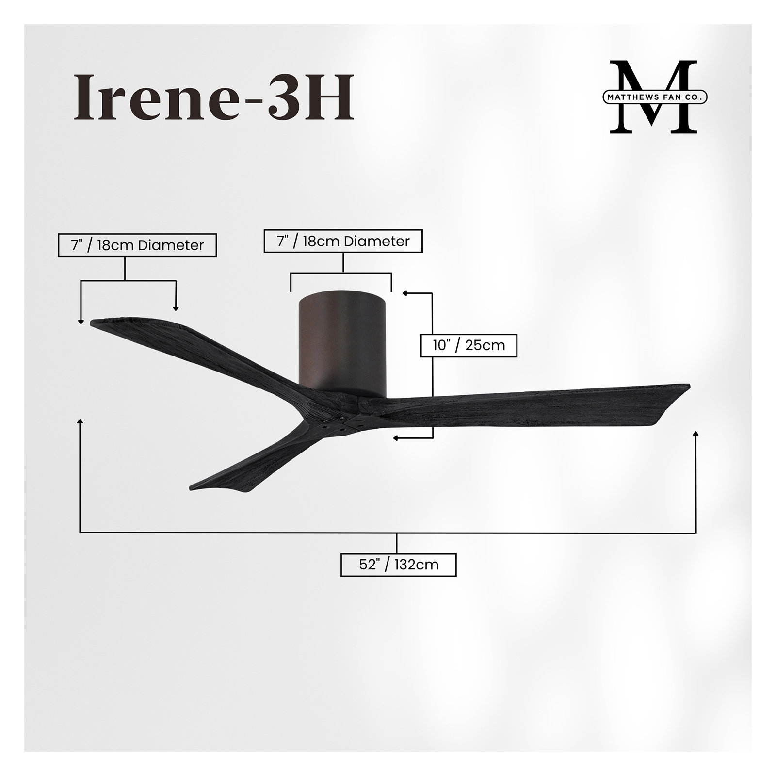 Olivier 3 Blade Ceiling Fan, Textured Bronze, Matte Black, 52"