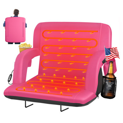 Suteck Charnetta 25In Heated Stadium Seat for Bleachers with Back Support, Portable Bleacher Seat USB 3 Levels of Heat