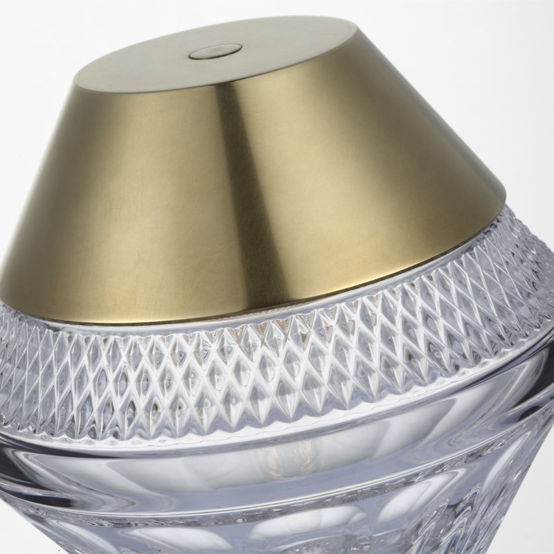 Waterford Copper Coast 5" Rechargeable Accent Lamp with Clear Crystal, Gold