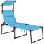 Chaises longues combinant espace extérieur et design ajustable avec cadre Oxford bleu clair et structure en métal