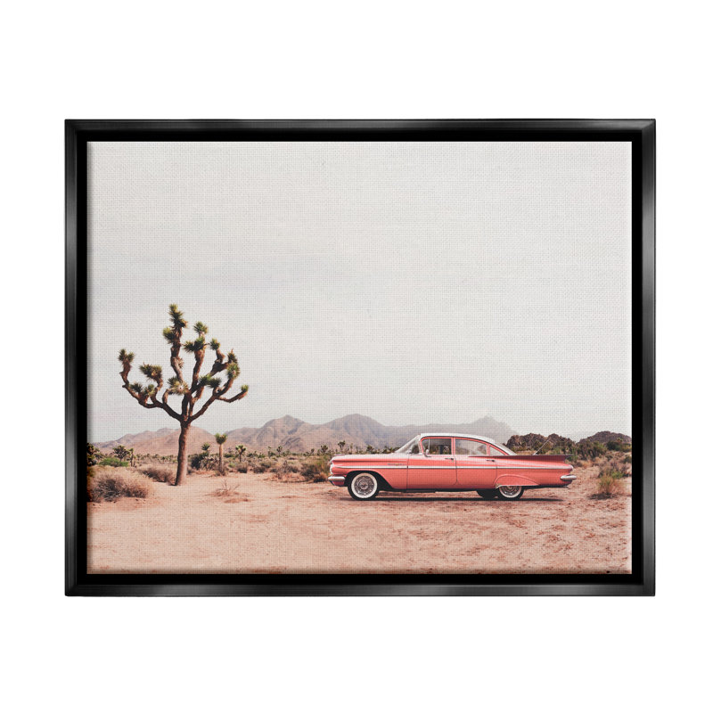 «Vintage Car In Desert Scenery», art mural sur toile flottante par Sissi et Seb, Cadre flottant noir de jais