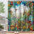 Floral Shower Curtain for Bathroom Stained Glass Waterproof Fabric Bath Curtain Sets with Hooks 72''×72''