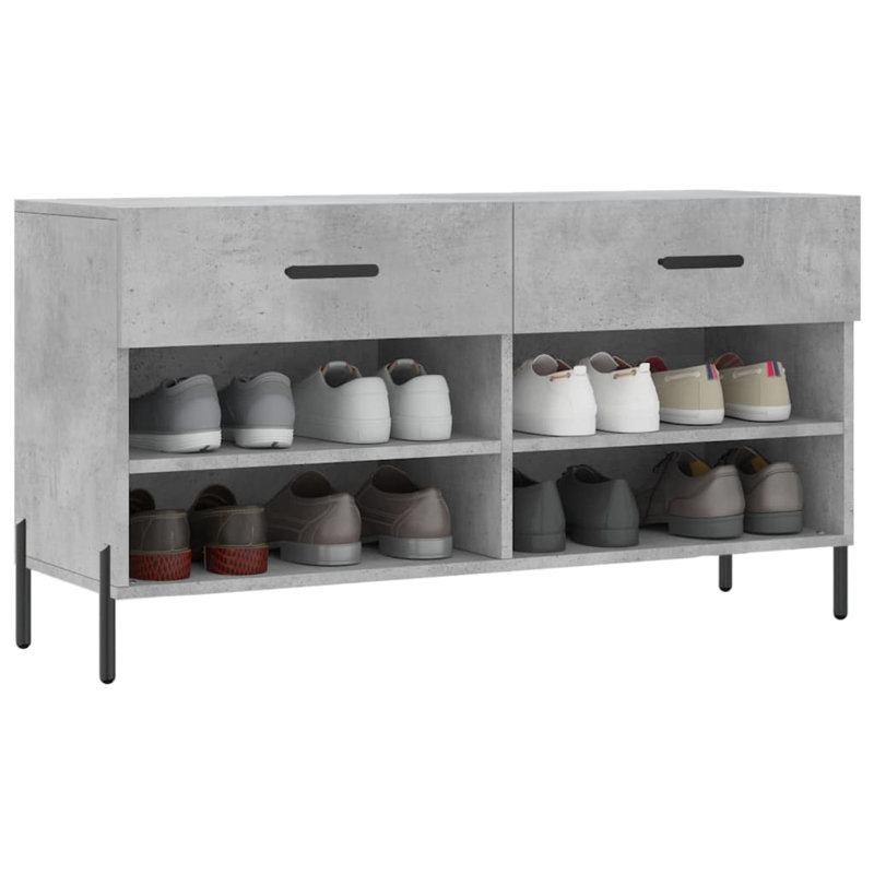 8 Pair Shoe Storage Bench, Concrete Grey