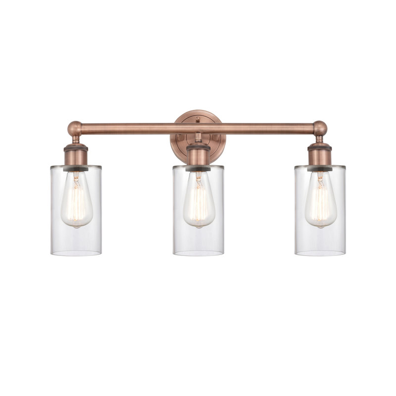 Caldello 3 - Light Dimmable Vanity Light, Clear, Antique Copper