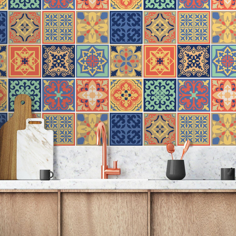 96.77cm L PVC Peel and Stick Mosaic Tile, Colourful