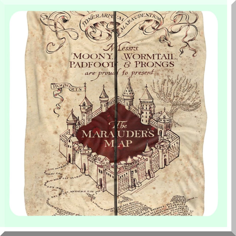 Marauder's Map Silky Touch Sherpa Throw - Super Soft Harry Potter Blanket 50"x60"